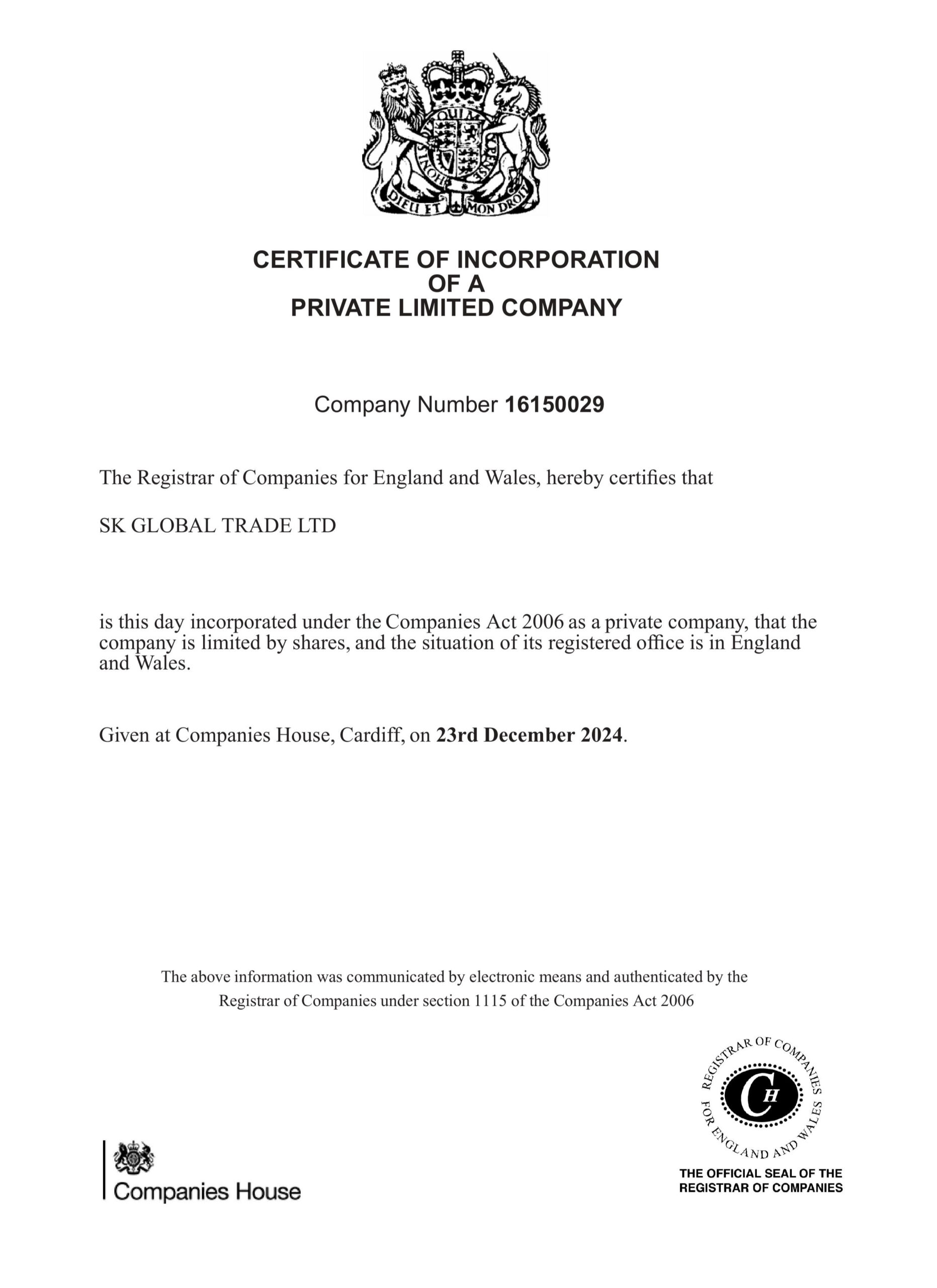 CERTIFICATE OF INCORPORATION_SK GLOBAL TRADE LTD
